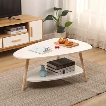 Table Basse Ovale Moderne avec étagère