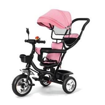 Tricycle Bébé Évolutif Poussette Enfants Rose