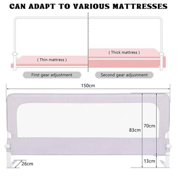 Barriere de Lit Sécurité Enfant 150x70x26cm – Image 3