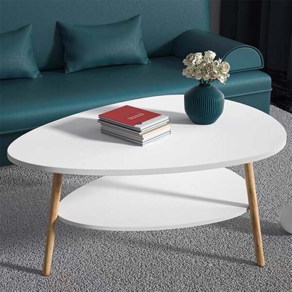 Table Basse Ovale Moderne avec étagère – Image 3