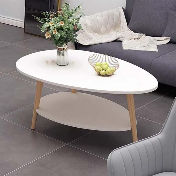 Table Basse Ovale Moderne avec étagère – Image 4