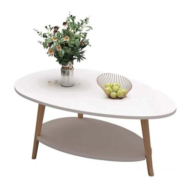 Table Basse Ovale Moderne avec étagère – Image 6