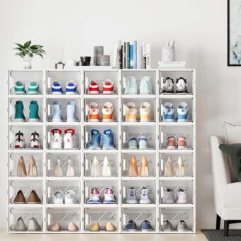 24 Boîtes à chaussures empilables avec couvercles (Blanc)