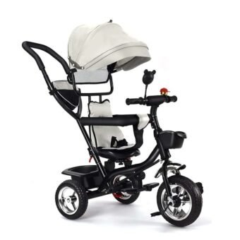 Tricycle Bébé Évolutif Poussette Enfants GRIS