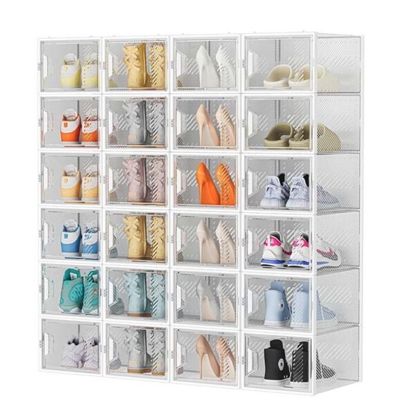 24 Boîtes à chaussures empilables avec couvercles (Blanc) – Image 2