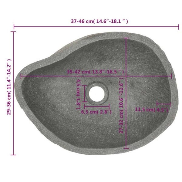 Lavabo en pierre de rivière Ovale (37-46)x(29-36) cm – Image 3