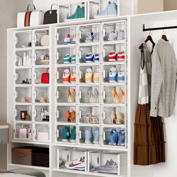 24 Boîtes à chaussures empilables avec couvercles (Blanc) – Image 7