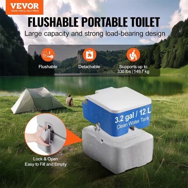 Toilette Portable Camping avec Chasse d’Eau 20L – Image 2