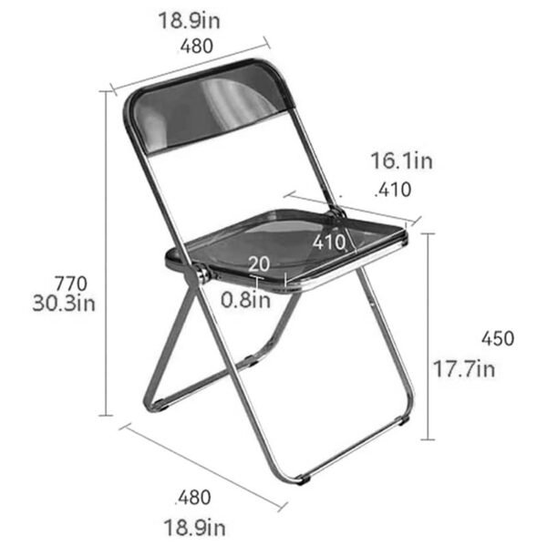 Chaise pliante Classique en acrylique pieds chromés – Image 3