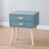 Tables de Chevet avec 2 Tiroirs Pieds en Bois – Image 6