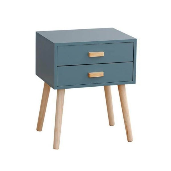 Tables de Chevet avec 2 Tiroirs Pieds en Bois – Image 2