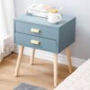 Tables de Chevet avec 2 Tiroirs Pieds en Bois – Image 3