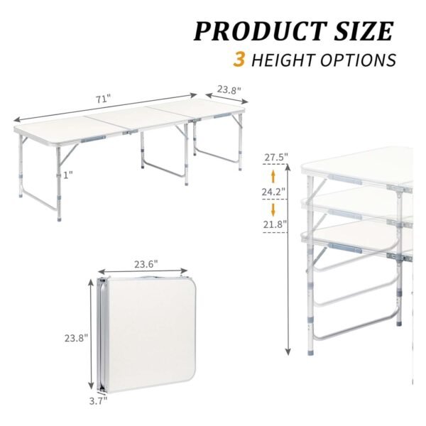 Table Pliante en Alliage d'aluminium 180x60x70 cm – Image 3