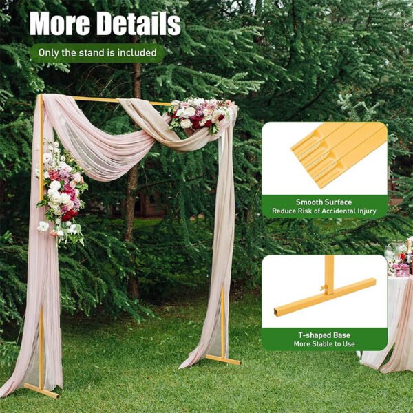 Arche de mariage carrée dorée en métal – Image 6