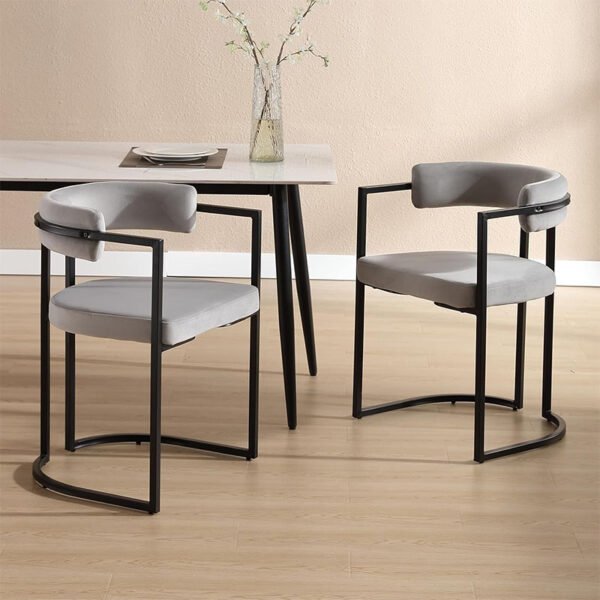 2 Chaises de Salle a Manger en Velours Gris