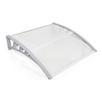 Auvent Marquise de Porte d’entrée en Polycarbonate Gris Blanc