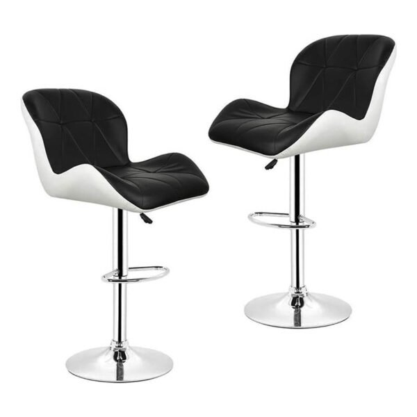 2 Tabourets Hauts Similicuir Noir et Blanc