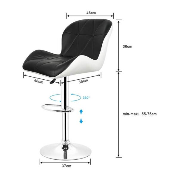 2 Tabourets Hauts Similicuir Noir et Blanc – Image 2