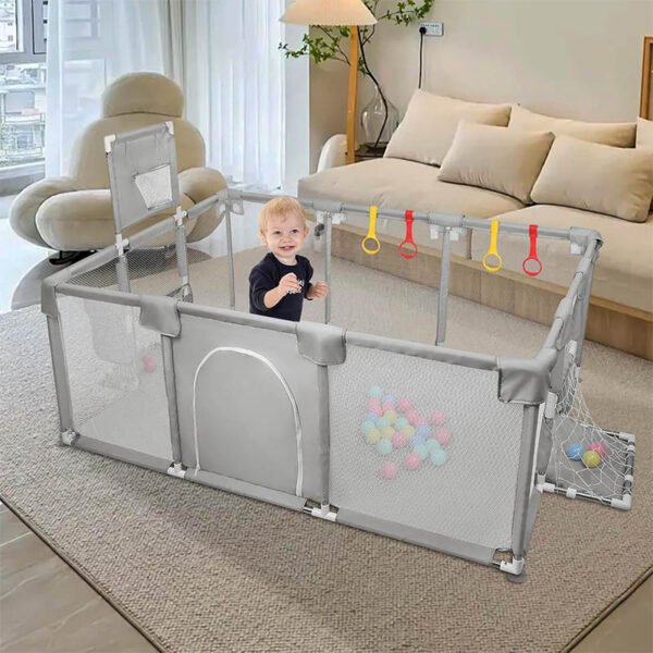 Parc enfant Modulable Pliable 180x20x66cm Gris – Image 4