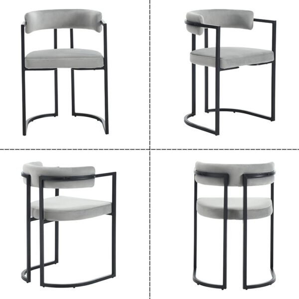 2 Chaises de Salle a Manger en Velours Gris – Image 5