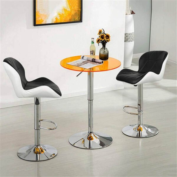 2 Tabourets Hauts Similicuir Noir et Blanc – Image 6