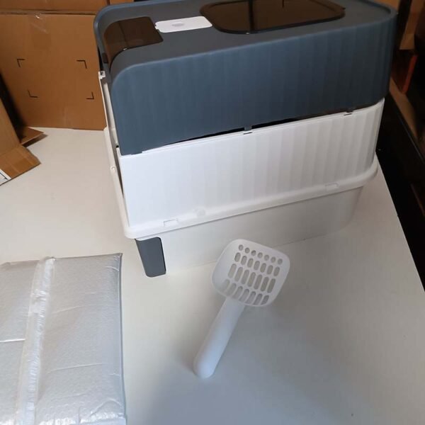 Litière pour chat avec couvercle pliable Gris – Image 7