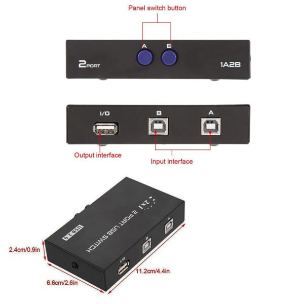 Commutateur PC USB à 2 ports USB, 2 entrées et 1 sortie – Image 3