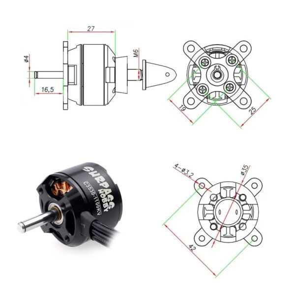 Moteur sans balais Surpass C3530 pour avion RC 1100KV – Image 3