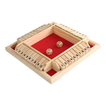 Jeu de Société en Bois Shut the Box Feutrine Rouge