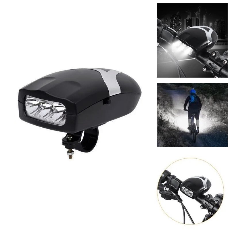 Lampe avant pour vélo Phare de nuit pour randonnée à vélo à 3 voyants VTT – Image 2