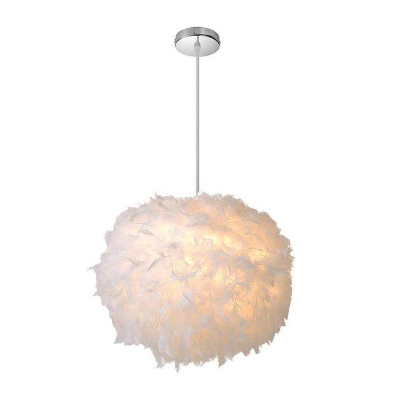 Lustre Moderne en Plumes Blanches naturelles Design
