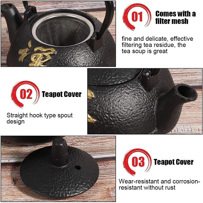 Théière en Fonte 0,3L Style Japonais avec Filtre Inox – Image 2