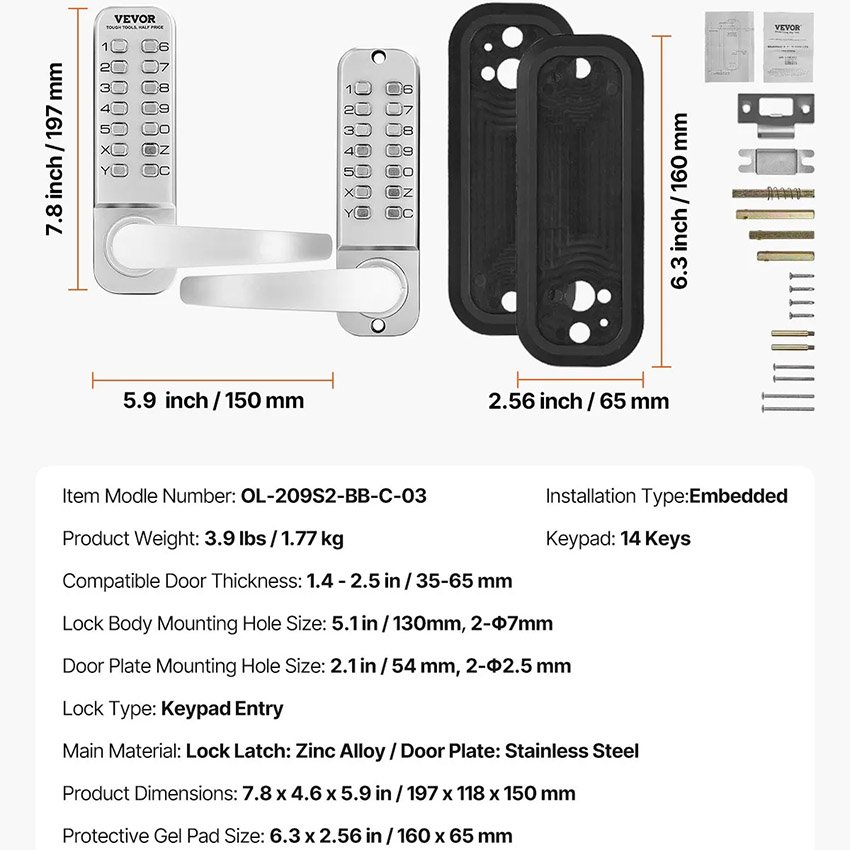 Serrure à Code Mécanique à 14 Touches Double Face – Image 2