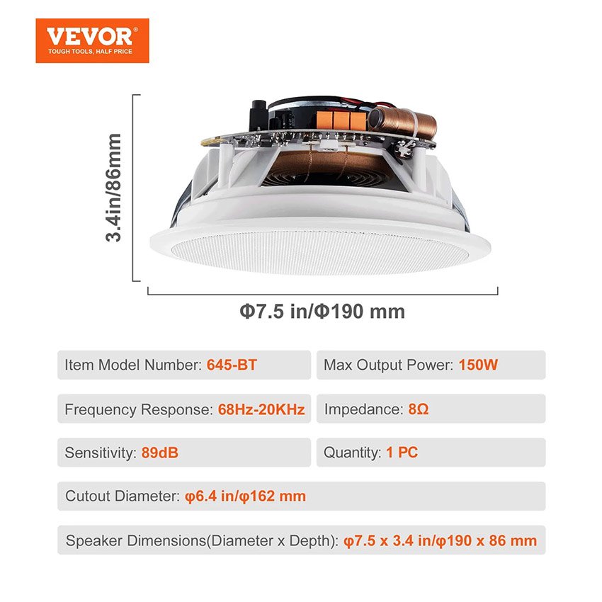 Haut-parleur de plafond Bluetooth 150 W – Image 3