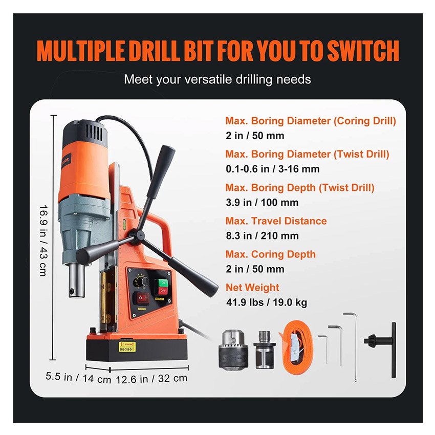 Perceuse magnétique électrique à vitesse variable 1550W – Image 3