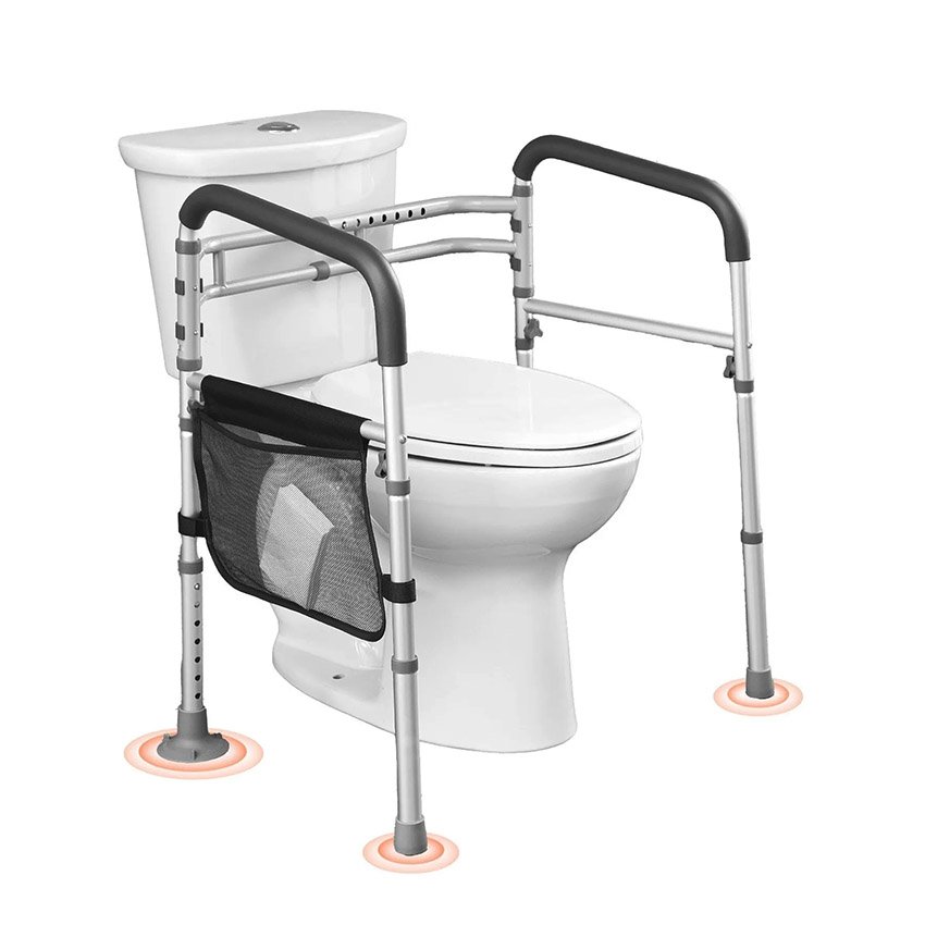 Cadre Toilette Sécurisé Pliable Barre d'Appui pour WC