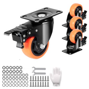 4 Roulettes pivotantes 7,6cm charge 113kg