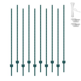10 Poteaux de clôture Hauteur 182,9 cm