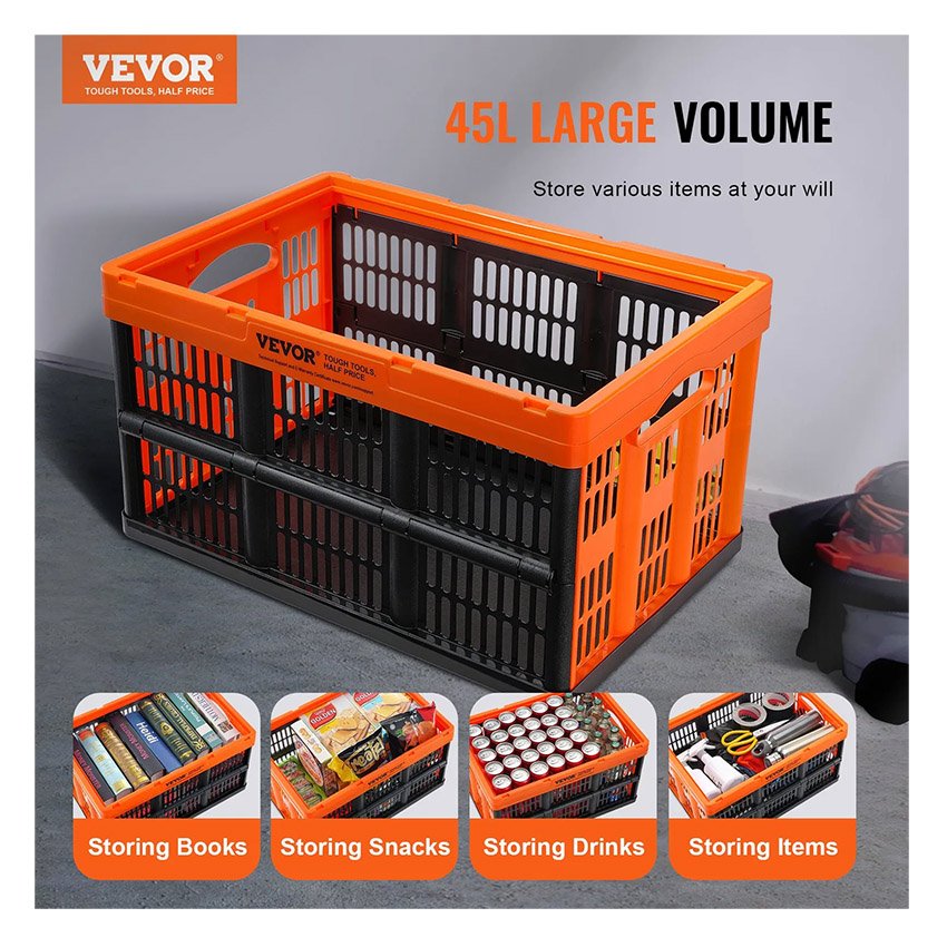 Lot de 3 Paniers de Rangement Plastique Pliable 45L – Image 2