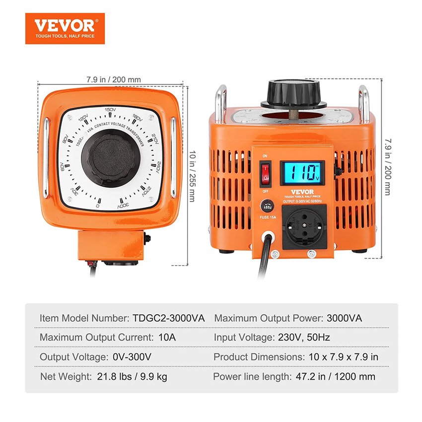 Transformateur de tension variable auto 3000VA 10A – Image 2