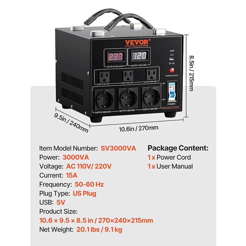 Transformateur 220V 110V Convertisseur de Tension – Image 2