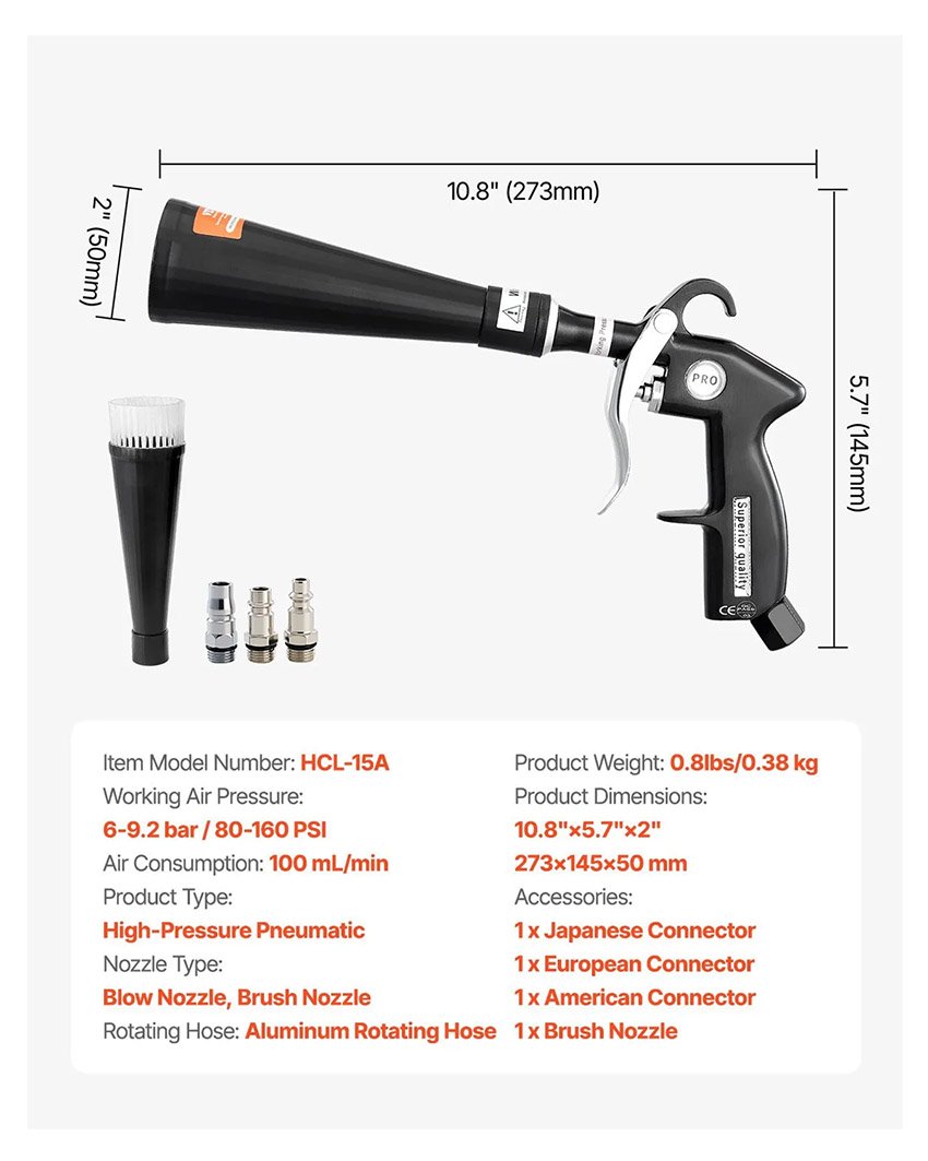 Pistolet Nettoyage Voiture à Air Haute Pression 6-9,2 bars – Image 2