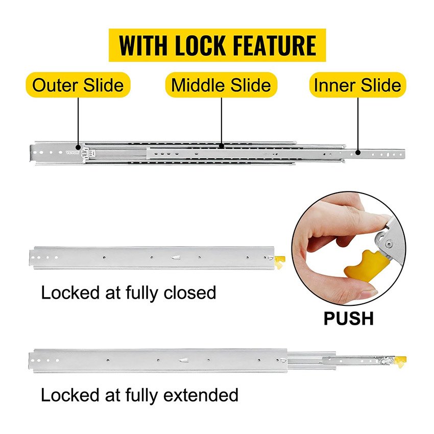 Coulisses glissières de tiroir robustes 122 cm – Image 2