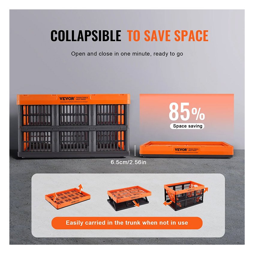 Lot de 3 Paniers de Rangement Plastique Pliable 45L – Image 3