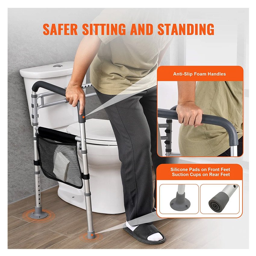 Cadre Toilette Sécurisé Pliable Barre d'Appui pour WC – Image 4