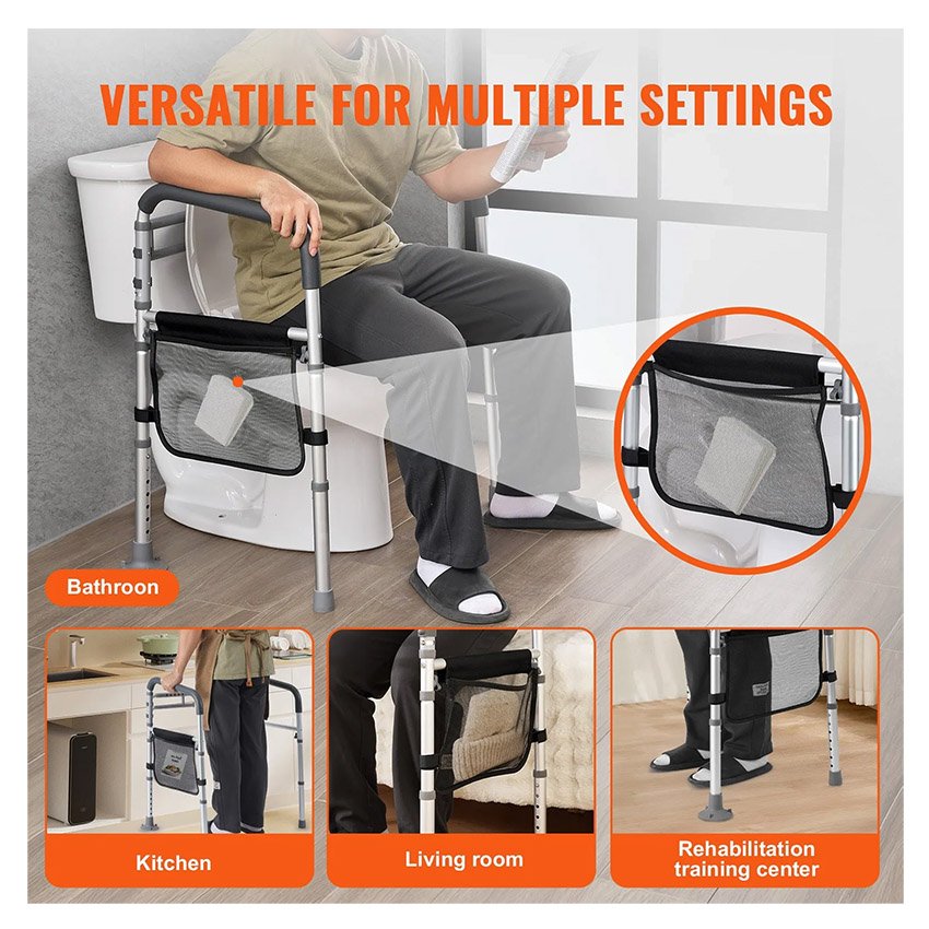 Cadre Toilette Sécurisé Pliable Barre d'Appui pour WC – Image 5