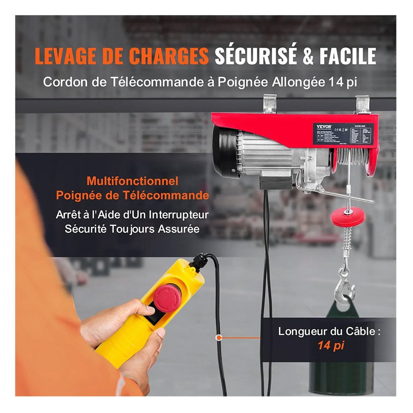 Treuil à Câble Électrique 600 kg Palan Électrique – Image 4