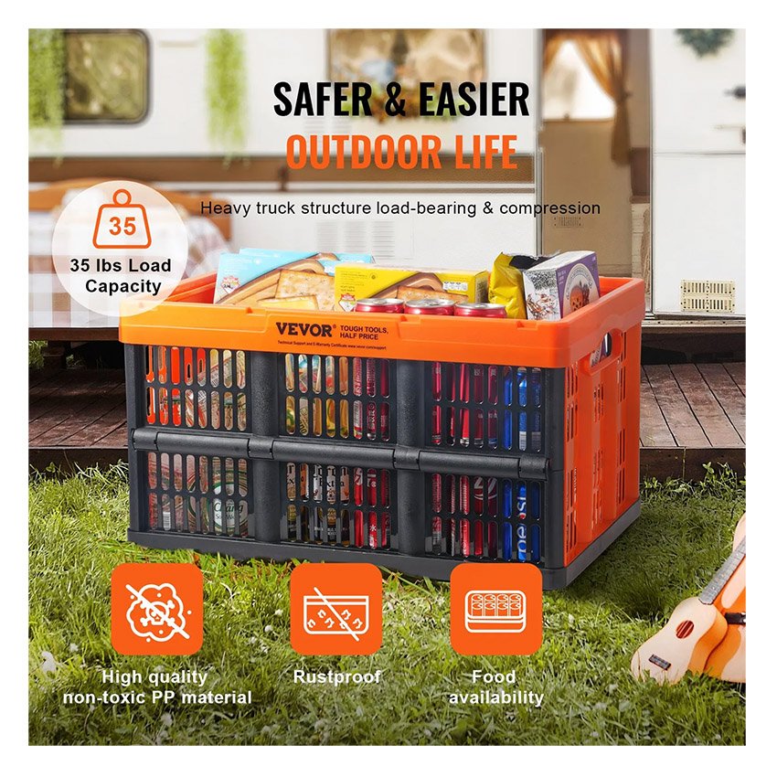 Lot de 3 Paniers de Rangement Plastique Pliable 45L – Image 4