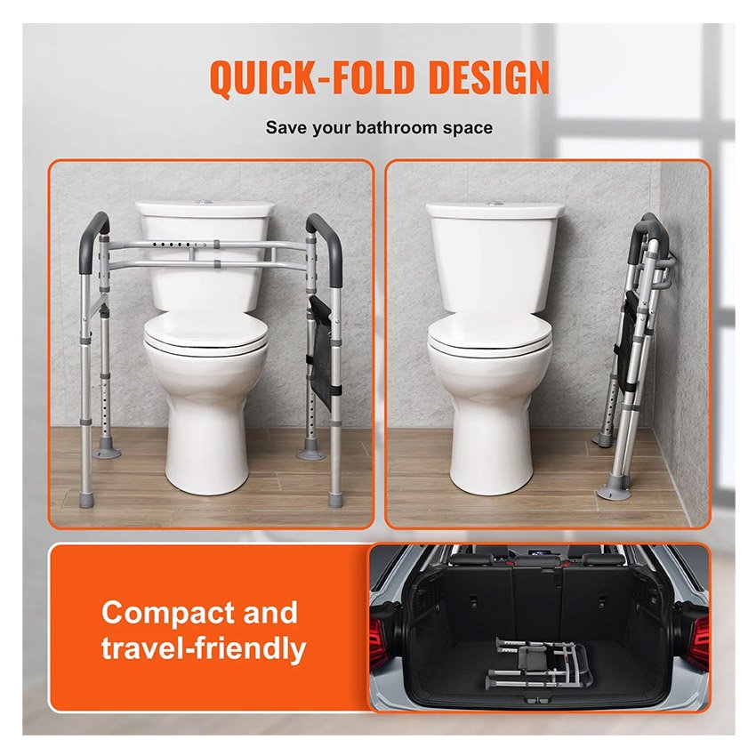 Cadre Toilette Sécurisé Pliable Barre d'Appui pour WC – Image 6