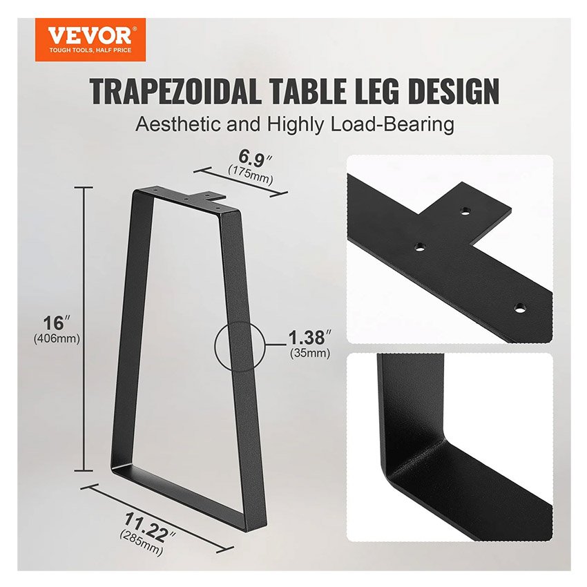 2 Pieds de Table Basse Trapézoïdaux 40,6 cm – Image 5